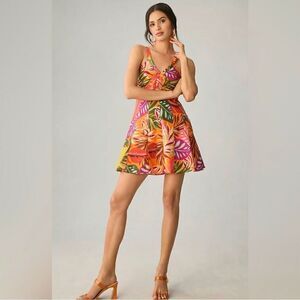 Anthropologie Maeve Printed Ruched Mini Dress NEW Size 4 Tropical